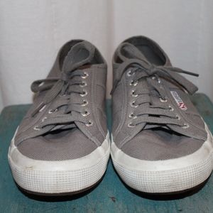 Superga Grey Cotu Lace-Up Sneakers- Size 40 (US 9)